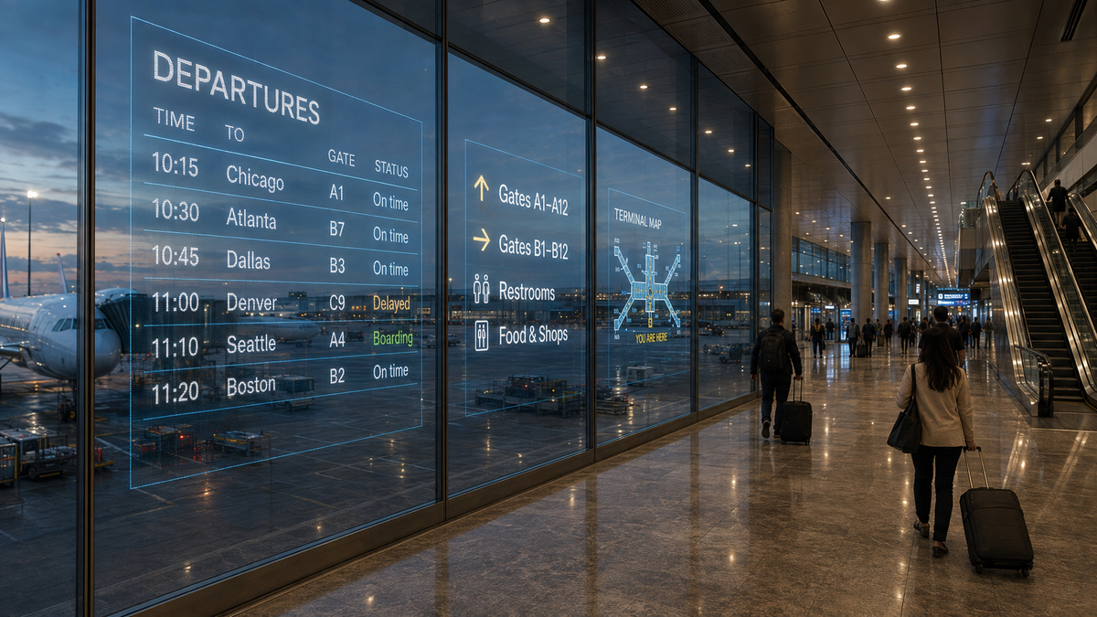 External display boards blocking the glass view