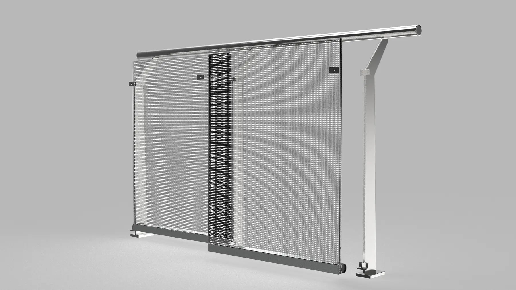 Transparent LED glass guardrail system detail